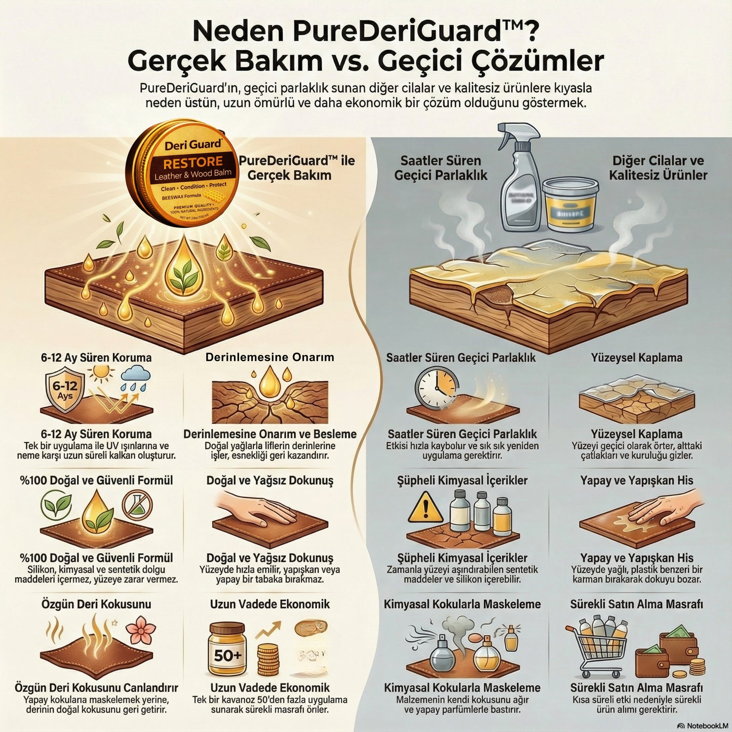 PureDeriGuard – Deri ve Ahşap Yüzey Yenileme & Koruma Kremi